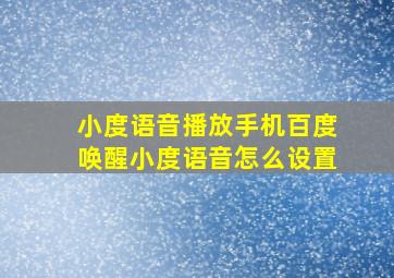 小度语音播放手机百度唤醒小度语音怎么设置