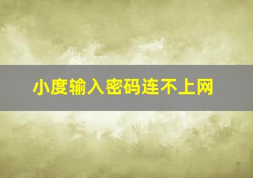 小度输入密码连不上网