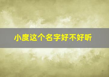 小度这个名字好不好听