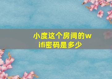 小度这个房间的wifi密码是多少