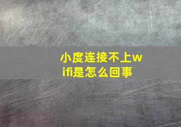 小度连接不上wifi是怎么回事