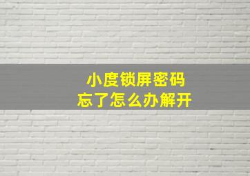 小度锁屏密码忘了怎么办解开