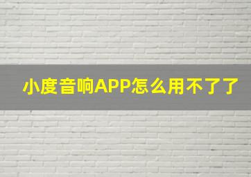 小度音响APP怎么用不了了