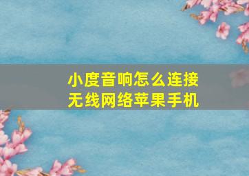 小度音响怎么连接无线网络苹果手机