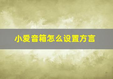 小爱音箱怎么设置方言