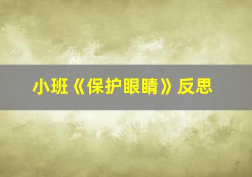 小班《保护眼睛》反思