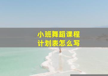 小班舞蹈课程计划表怎么写