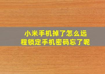 小米手机掉了怎么远程锁定手机密码忘了呢