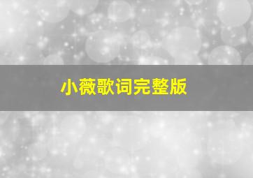 小薇歌词完整版