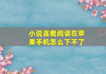 小说连载阅读在苹果手机怎么下不了