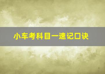 小车考科目一速记口诀