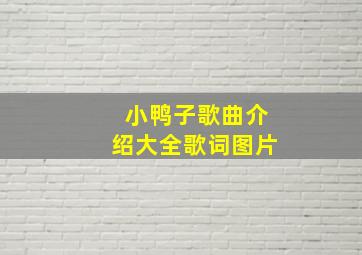 小鸭子歌曲介绍大全歌词图片