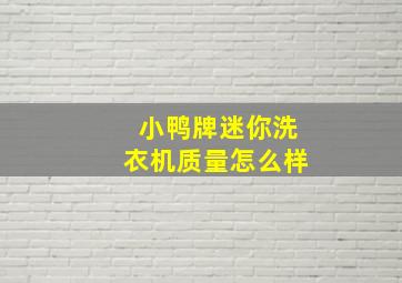 小鸭牌迷你洗衣机质量怎么样