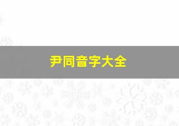 尹同音字大全