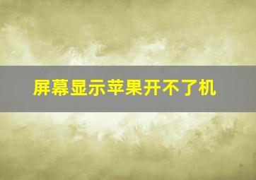 屏幕显示苹果开不了机