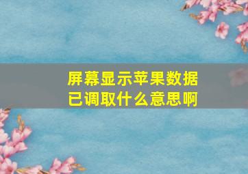 屏幕显示苹果数据已调取什么意思啊