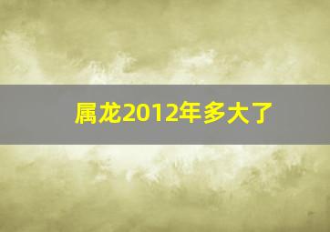 属龙2012年多大了