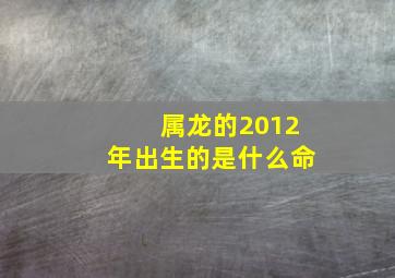 属龙的2012年出生的是什么命