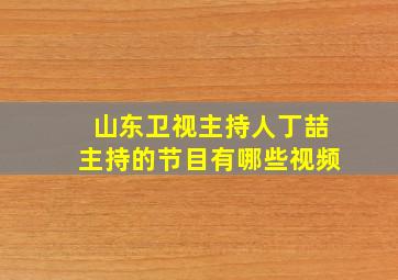 山东卫视主持人丁喆主持的节目有哪些视频