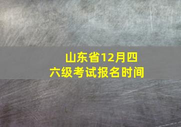 山东省12月四六级考试报名时间