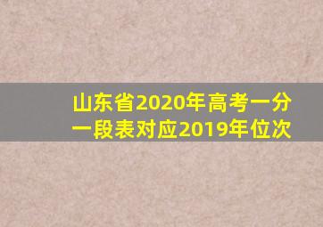 山东省2020年高考一分一段表对应2019年位次