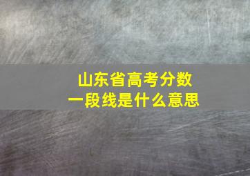 山东省高考分数一段线是什么意思