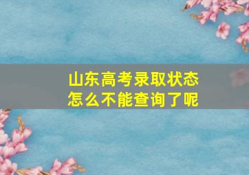 山东高考录取状态怎么不能查询了呢