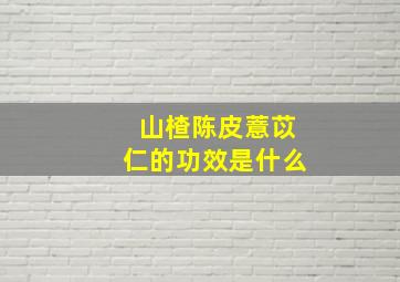 山楂陈皮薏苡仁的功效是什么