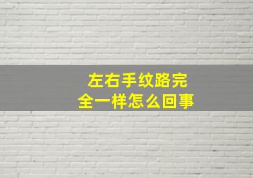 左右手纹路完全一样怎么回事