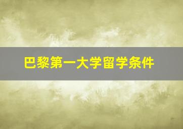 巴黎第一大学留学条件