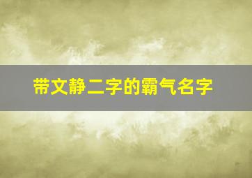 带文静二字的霸气名字