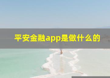 平安金融app是做什么的