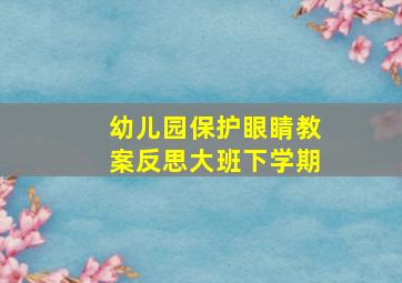 幼儿园保护眼睛教案反思大班下学期