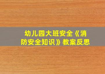 幼儿园大班安全《消防安全知识》教案反思