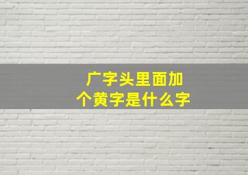 广字头里面加个黄字是什么字