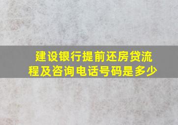 建设银行提前还房贷流程及咨询电话号码是多少