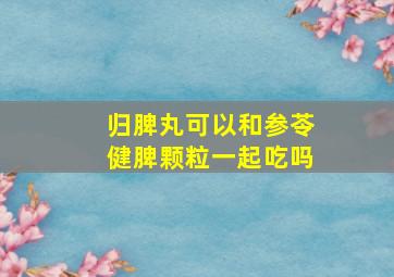 归脾丸可以和参苓健脾颗粒一起吃吗