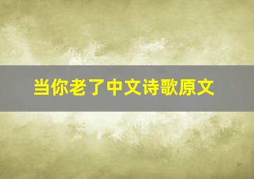 当你老了中文诗歌原文