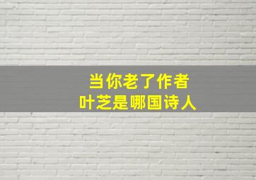 当你老了作者叶芝是哪国诗人