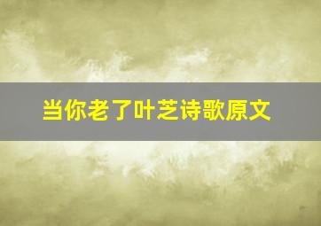 当你老了叶芝诗歌原文