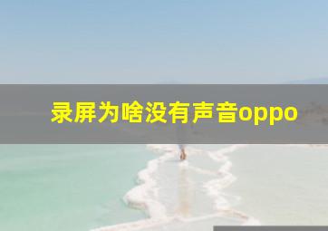 录屏为啥没有声音oppo