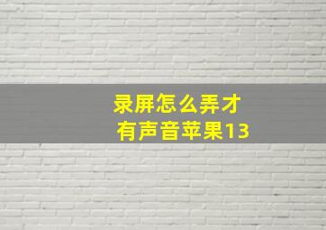 录屏怎么弄才有声音苹果13