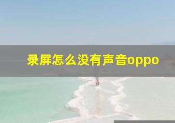 录屏怎么没有声音oppo