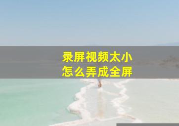 录屏视频太小怎么弄成全屏