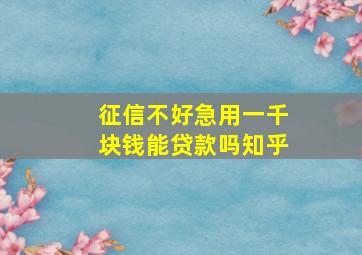 征信不好急用一千块钱能贷款吗知乎