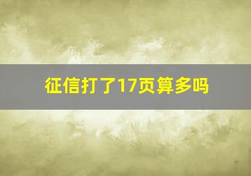 征信打了17页算多吗