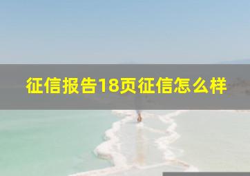 征信报告18页征信怎么样