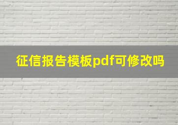 征信报告模板pdf可修改吗