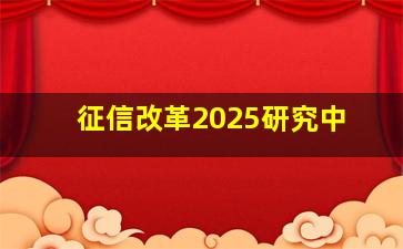 征信改革2025研究中