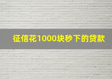 征信花1000块秒下的贷款